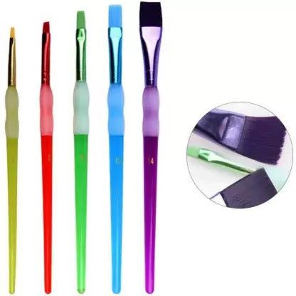 Crafteria 5 PC FLAT BRUSH SET NYLON GRIP