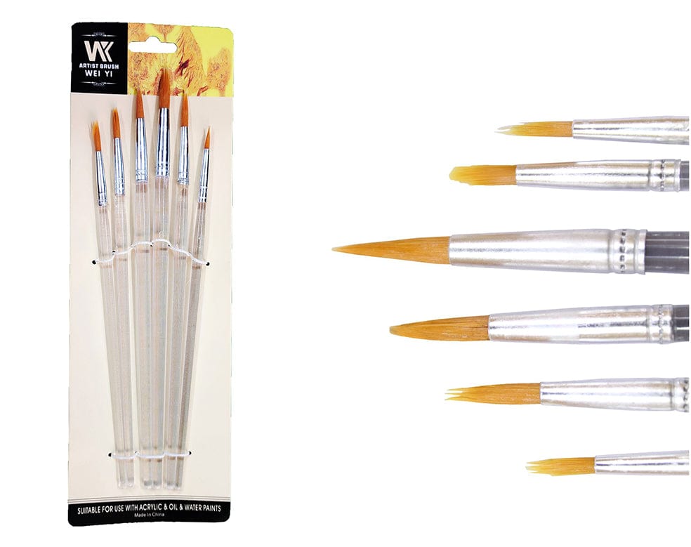 My Store PAINTING BRUSH 6PC ROUND BRUSH TRANSPARENT HANDLE SET