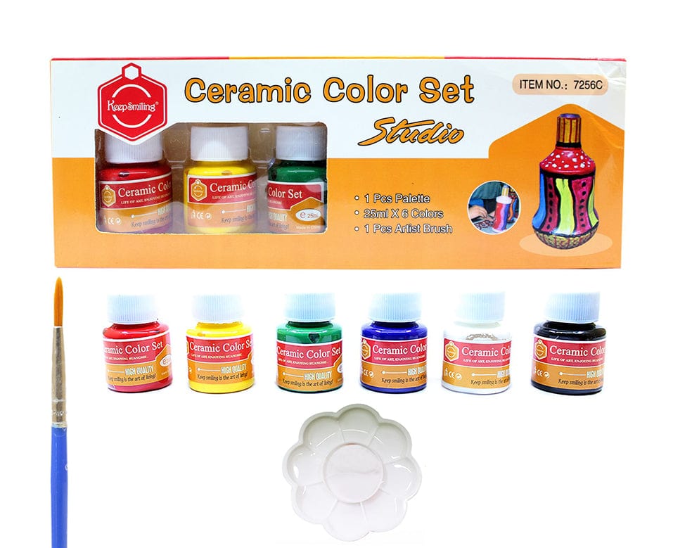 My Store PAINTING ACC 6 IN 1 CERAMIC COLOUR SET, 1PC PALETTE & 1 BRUSH(6 X 25ML)