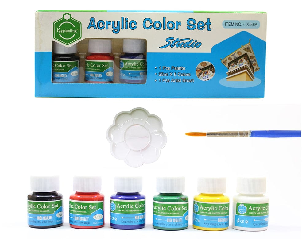 My Store PAINTING ACC 6 IN 1 ACRYLIC COLOUR SET, 1PC PALETTE & 1 BRUSH(6 X 25ML)