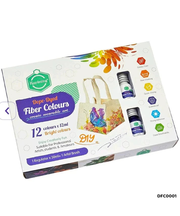 Crafteria Dope-Dyed Fiber Colours DIY Kit – 12 Bright Colours for Creative Art
