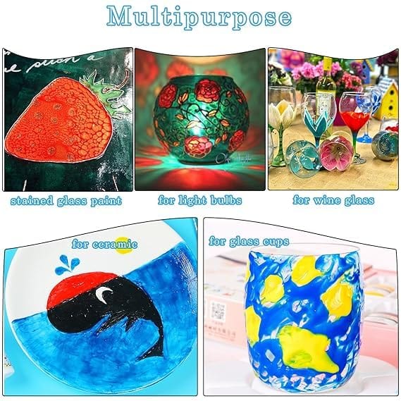 Crafteria Glass Paint DIY Kit – 12 Bright Colours for Interior Art