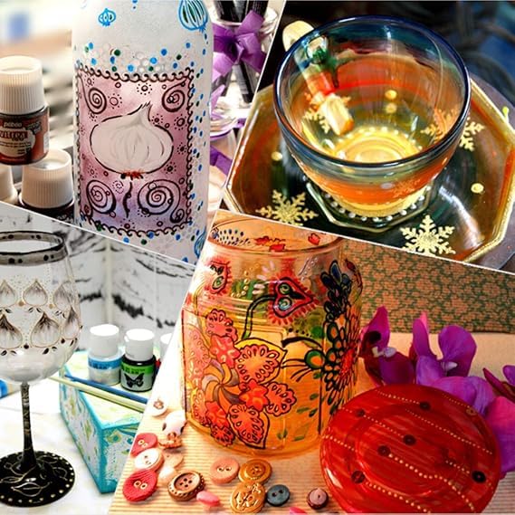Crafteria Glass Paint DIY Kit – 12 Bright Colours for Interior Art