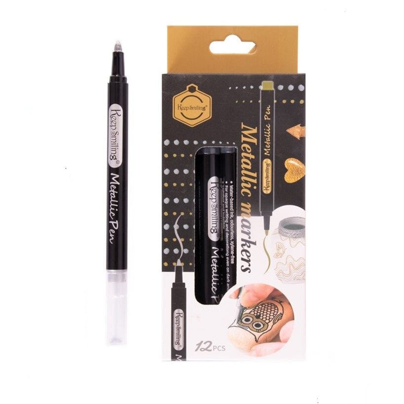 Keep Smiling 12Pcs Silver Metallic Pen