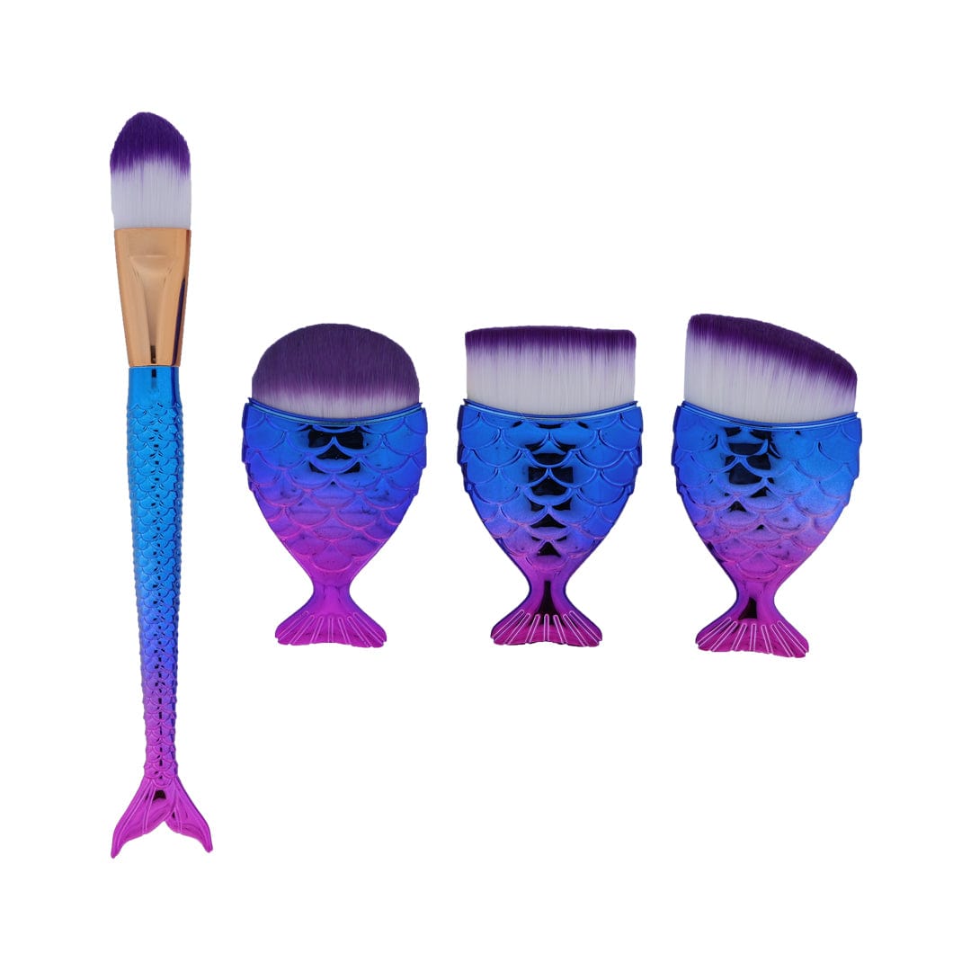 Crafteria 4 in 1 Makeup art brush set with marmaid theme handle