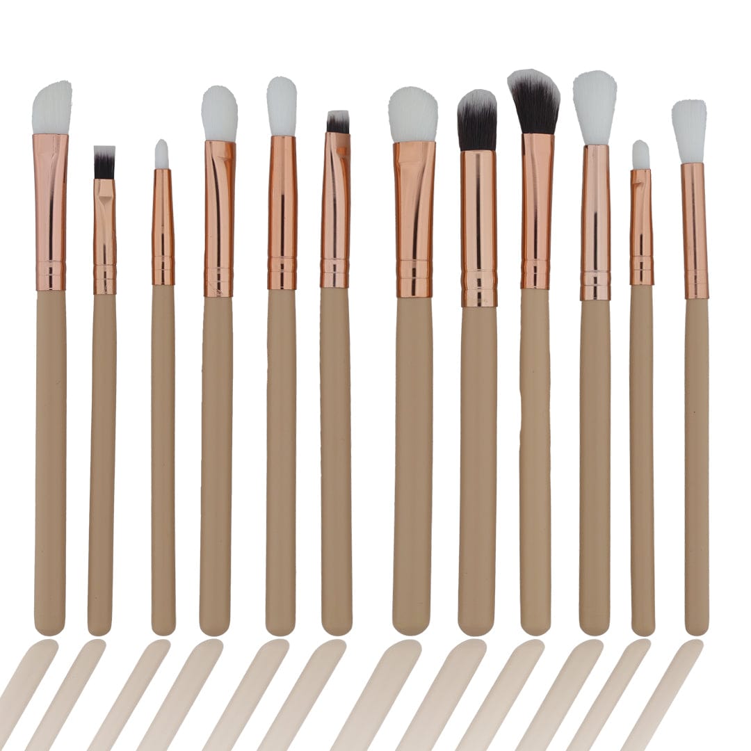 Crafteria 12 in 1 Makeup Art Brush Set With Wooden Handle