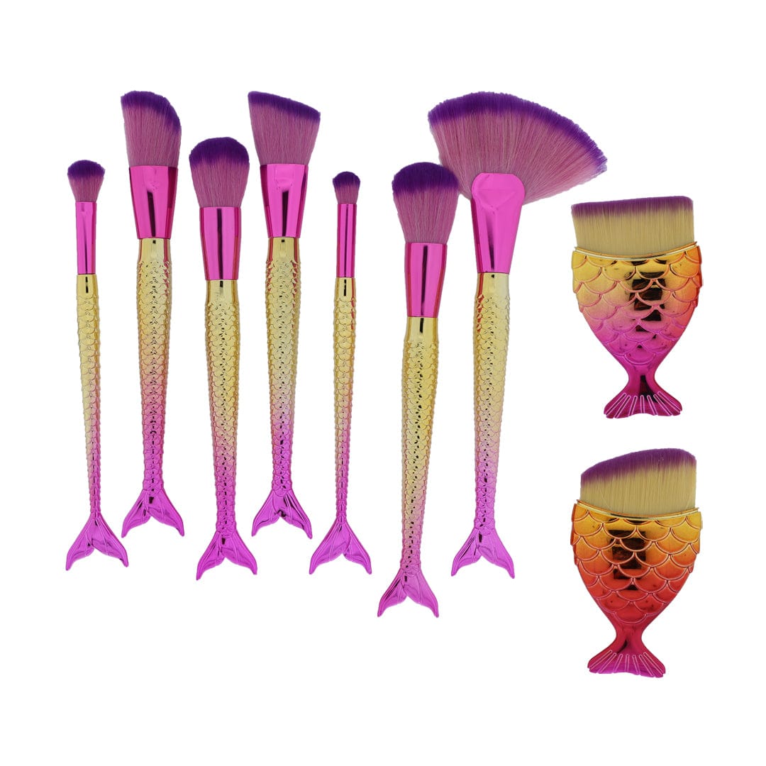 Crafteria 9 in 1 Makeup art brush set with marmaid theme handle