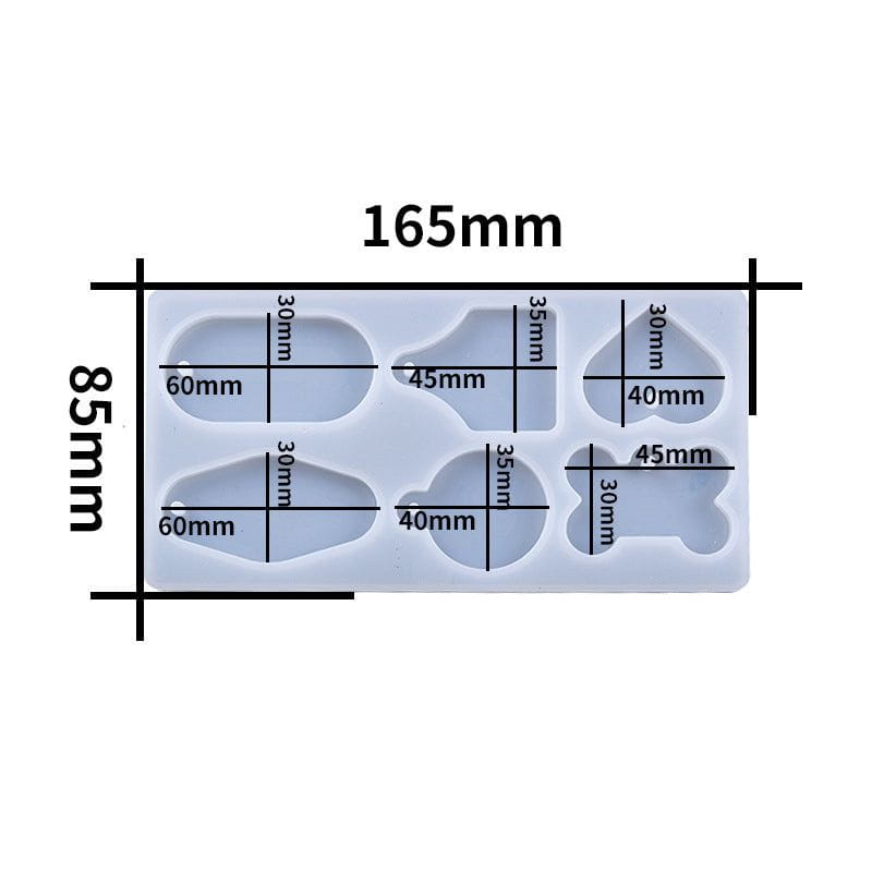 My Store Silicon Mould 6 CAVITY DOG TAG & PENDANT JEWELLERY & KEYCHAIN MOULD