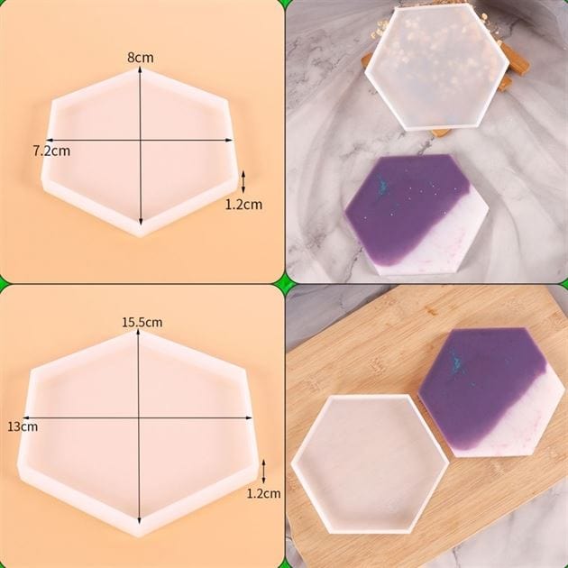 My Store Silicon Mould 6" X 5.5" HEXAGON COASTER MOULD