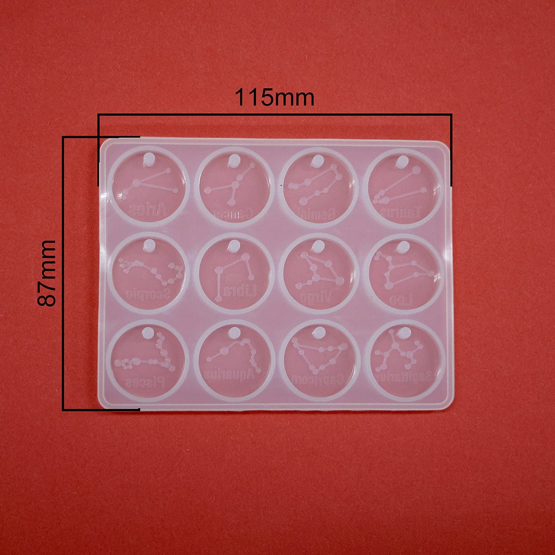 My Store Silicon Mould 12 Cavity Zodiac Signs Pendant Mould