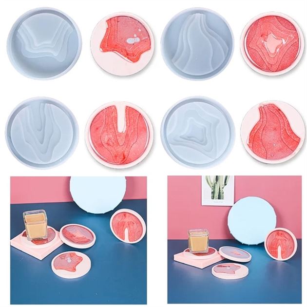 My Store Silicon Mould 4 IN 1 ROUND OCEAN THEME COASTER MOULD