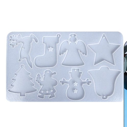 My Store Silicon Mould 8 CAVITY CHRISTMAS DECORATION HANGING, PENDANT JEWELLERY & KEYCHAIN CHRISTMAS MOULD