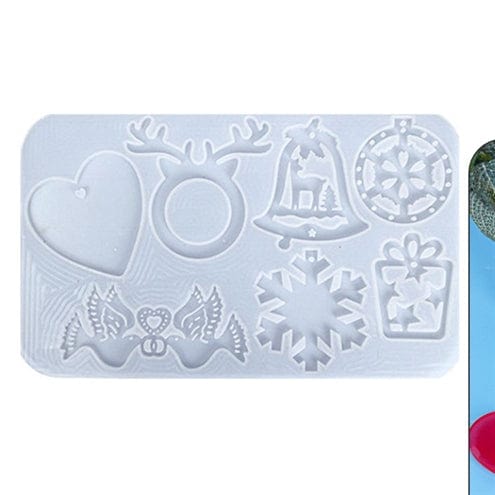 My Store Silicon Mould 7 CAVITY CHRISTMAS DECORATION HANGING, PENDANT JEWELLERY & KEYCHAIN MOULD