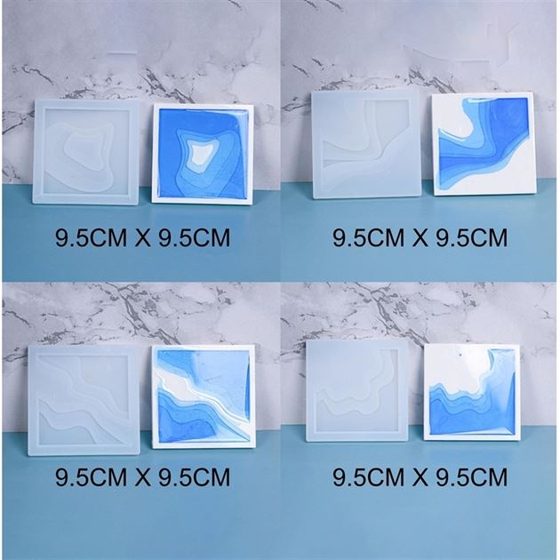 My Store Silicon Mould 4 IN 1 SQUARE OCEAN THEME COASTER MOULD