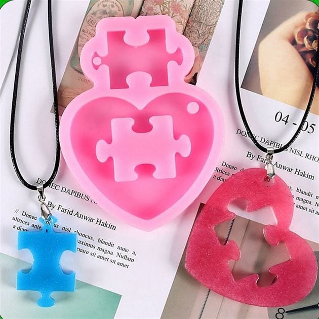 My Store Silicon Mould 2 CAVITY HEART PUZZLE SHAPE MOULD