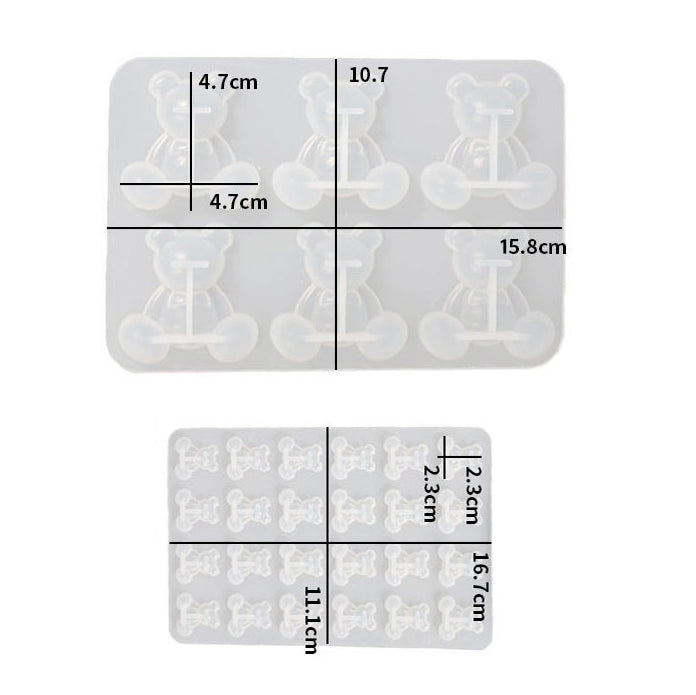 My Store Silicon Mould 2 IN 1 (6 CAVITY BIG & 24CAVITY SMALL) TEDDY BEARS KEYCHAIN MOULD