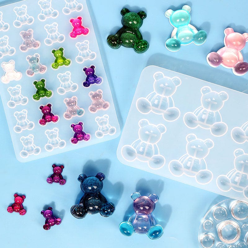 My Store Silicon Mould 2 IN 1 (6 CAVITY BIG & 24CAVITY SMALL) TEDDY BEARS KEYCHAIN MOULD