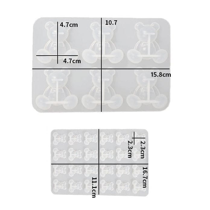 My Store Silicon Mould 2 IN 1 (6 CAVITY BIG & 24CAVITY SMALL) TEDDY BEARS KEYCHAIN MOULD