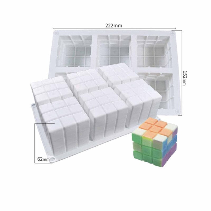 My Store Silicon Mould 6 RUBIK'S CUBE CANDLE & PAPER WEIGHT MOULD