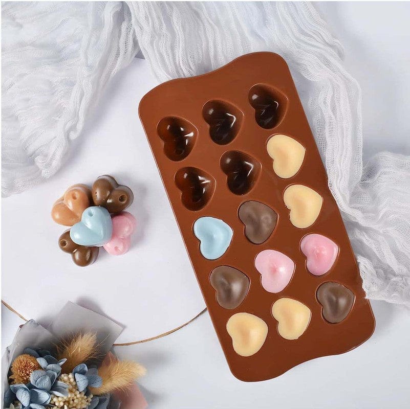 My Store Silicon Mould 15 IN 1 HEART CHOCOLATE MOULD 84498