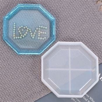 My Store Silicon Mould OCTOGAN COASTER WITH ANGULAR BOUNDRY MOULD