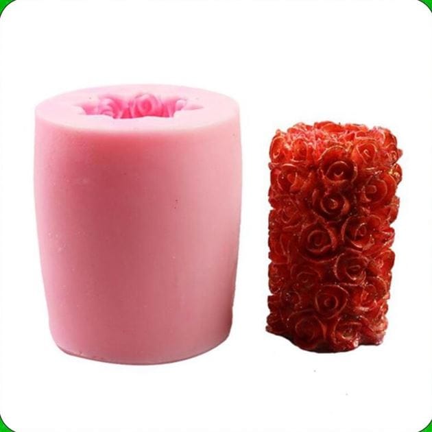 My Store Silicon Mould CYLINDER ROSE FLOWER CANDLE MOULD