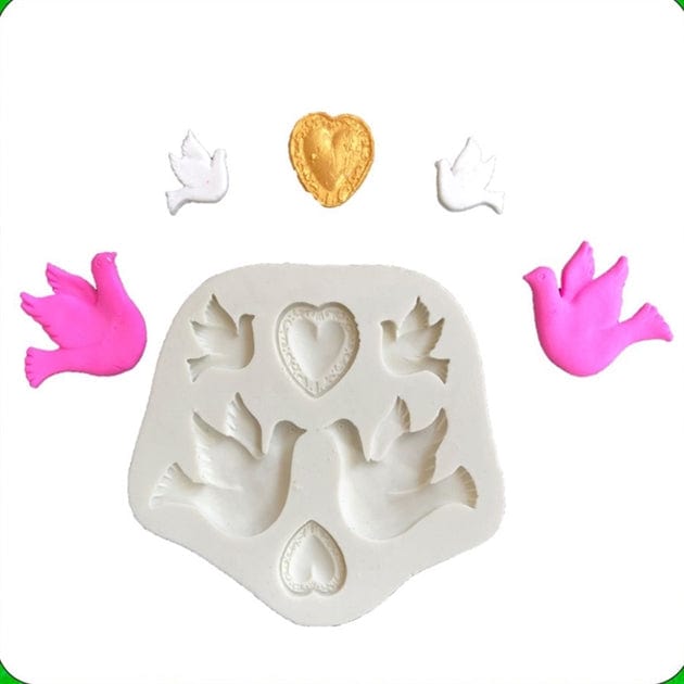 My Store Silicon Mould ROMANTIC HEART & LOVE BIRD MOULD