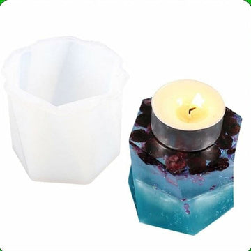 My Store Silicon Mould BIG HEXAGON TWIST TEA LIGHT CANDLE BASE & CANDLE MOULD