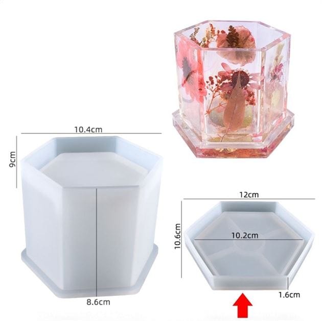 My Store Silicon Mould HEXAGON PLANTER & PEN STAND MOULD