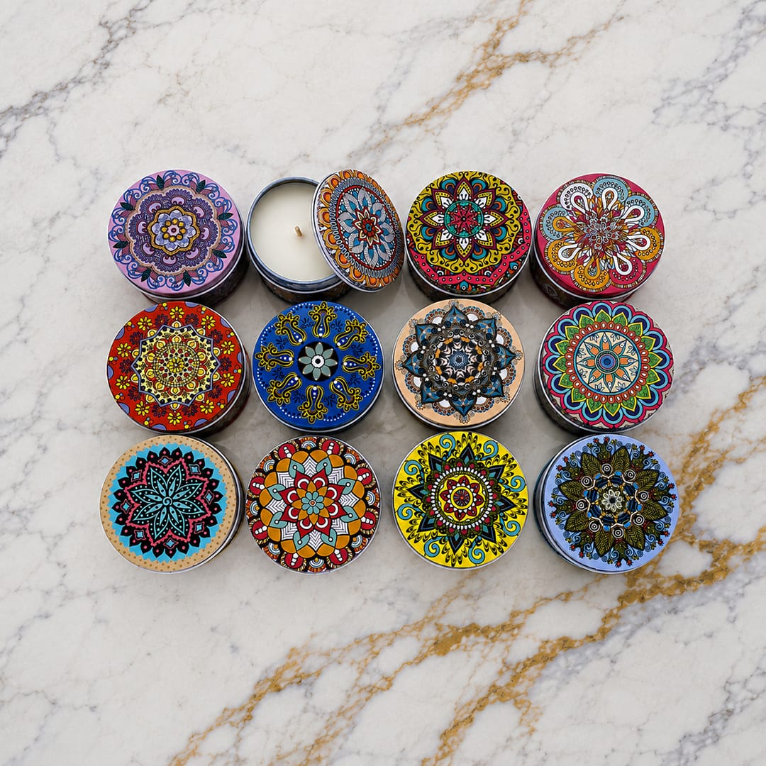 Crafteria Round Mandala Candle Tin