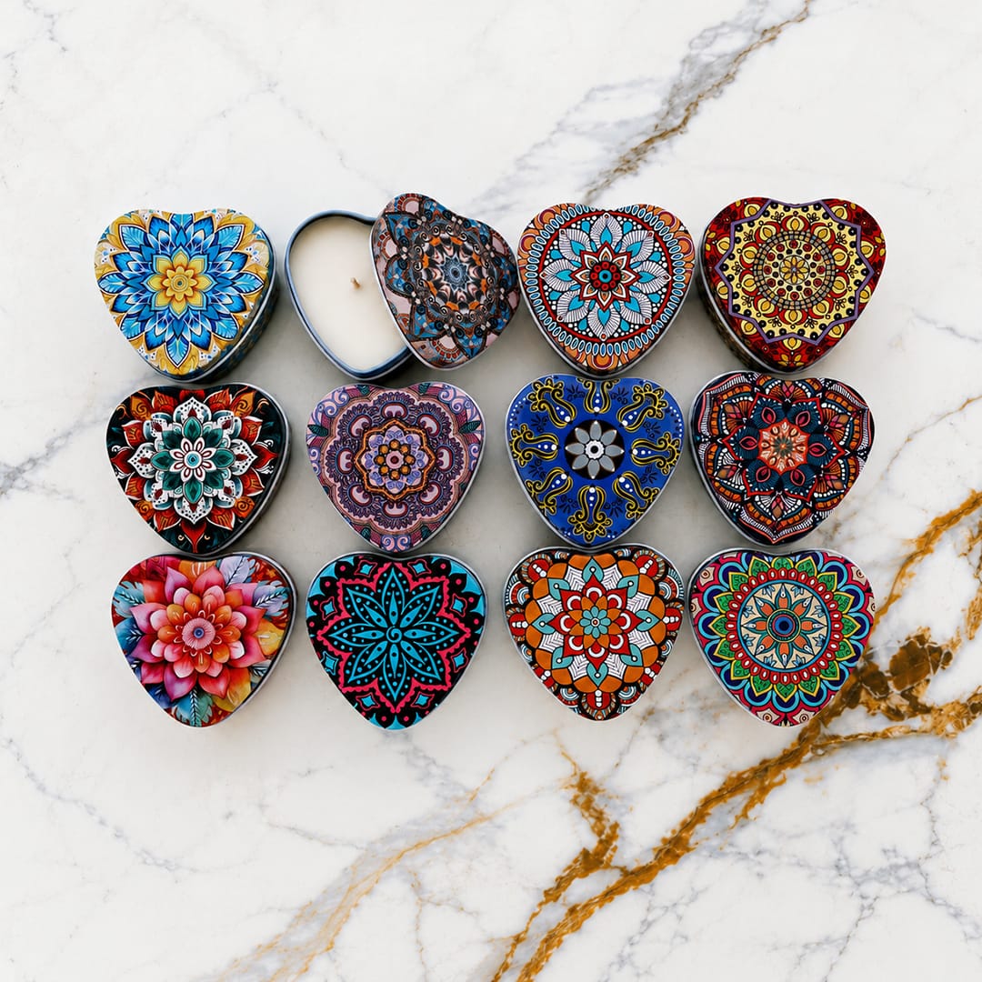 Crafteria Mandala Heart Candle Tin