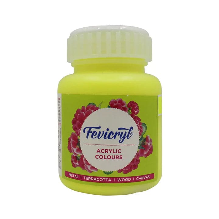 Crafteria Neon Yellow Pidilite Fevicryl Acrylic Colours 100ml