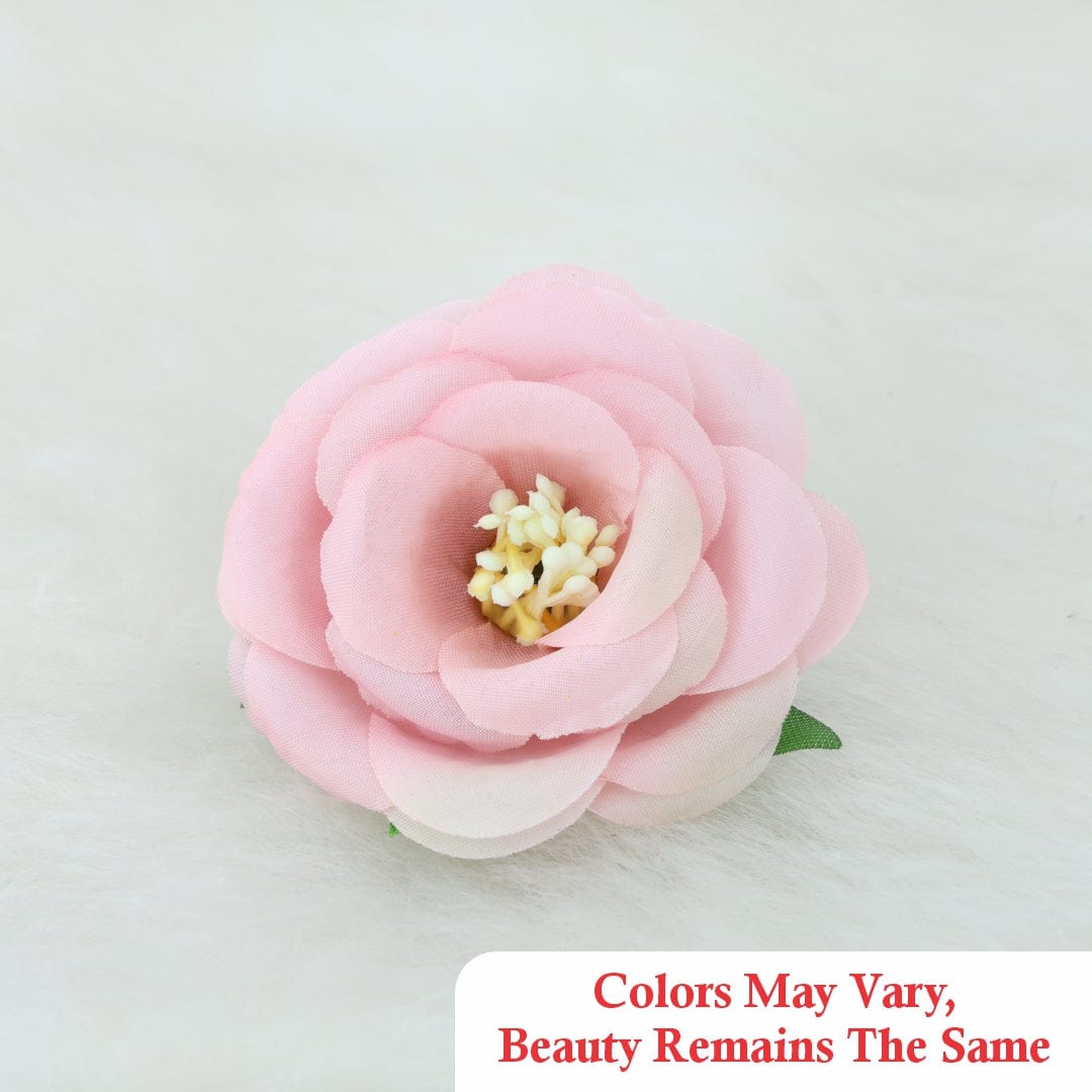 Crafteria Beige & Pink Fabric Rose Artificial flowers D02