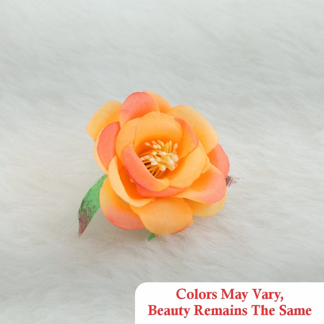 Crafteria Orange Peach Fabric Rose Artificial flowers D02