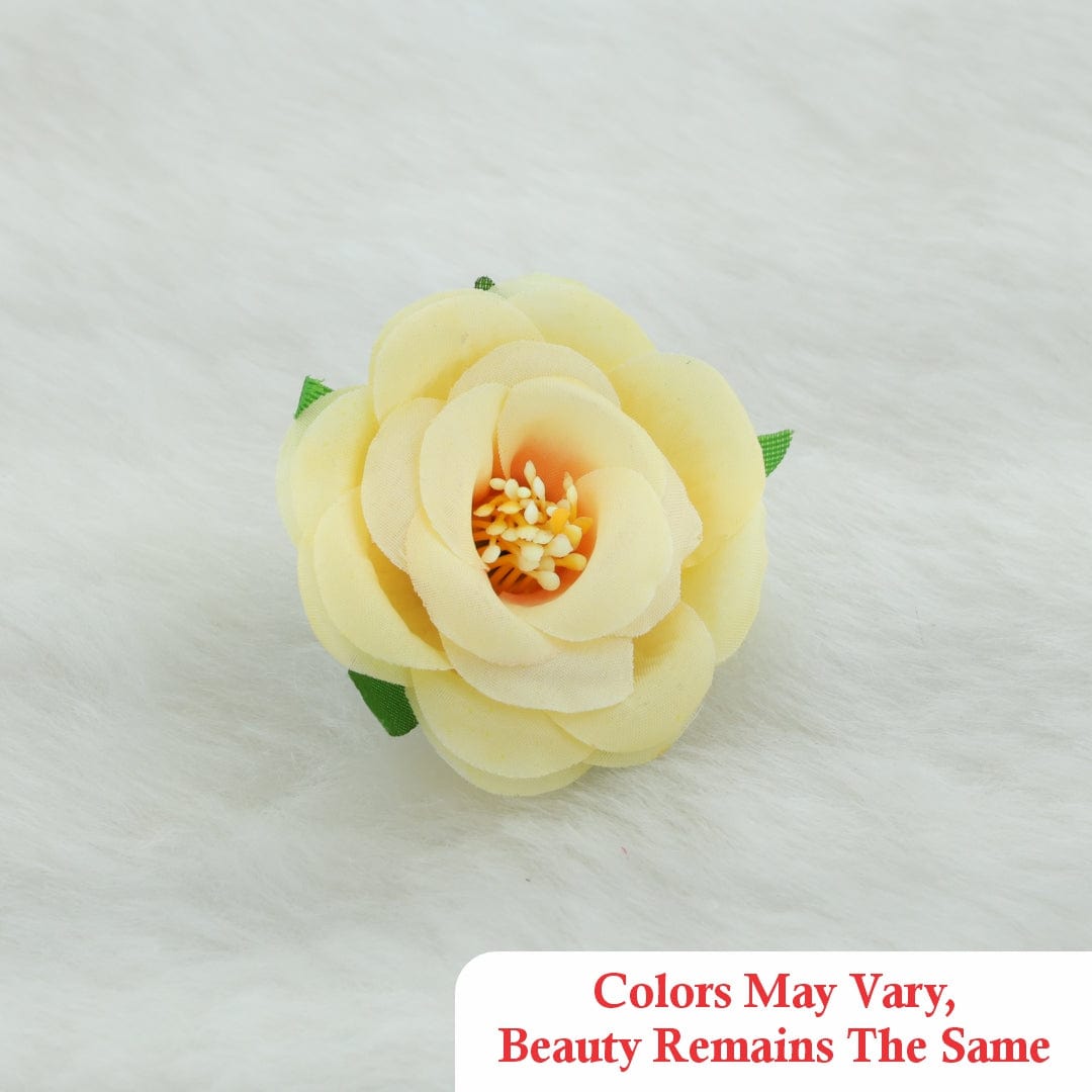 Crafteria Light Yellow Fabric Rose Artificial flowers D02