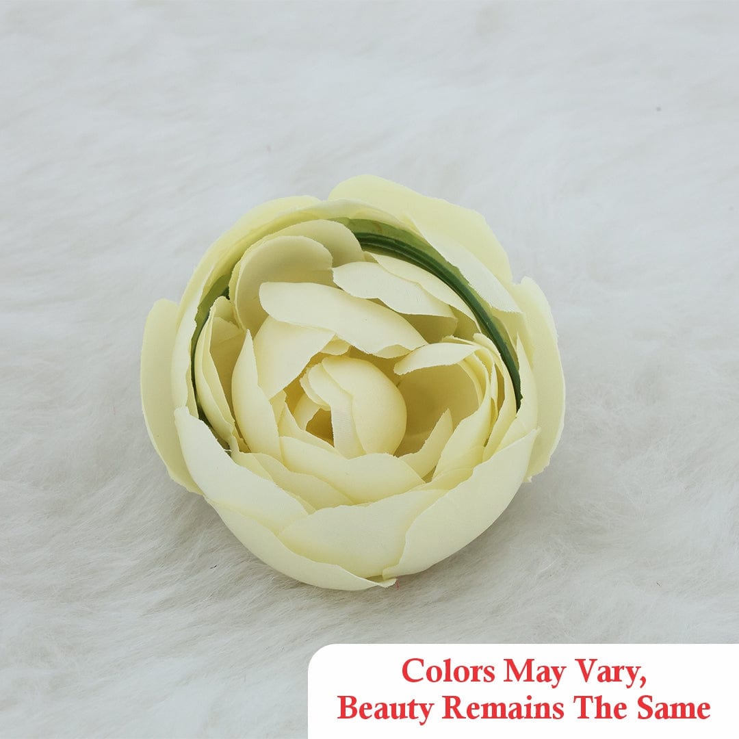 Crafteria Ivory White / Green Big Peony Artificial flowers D04