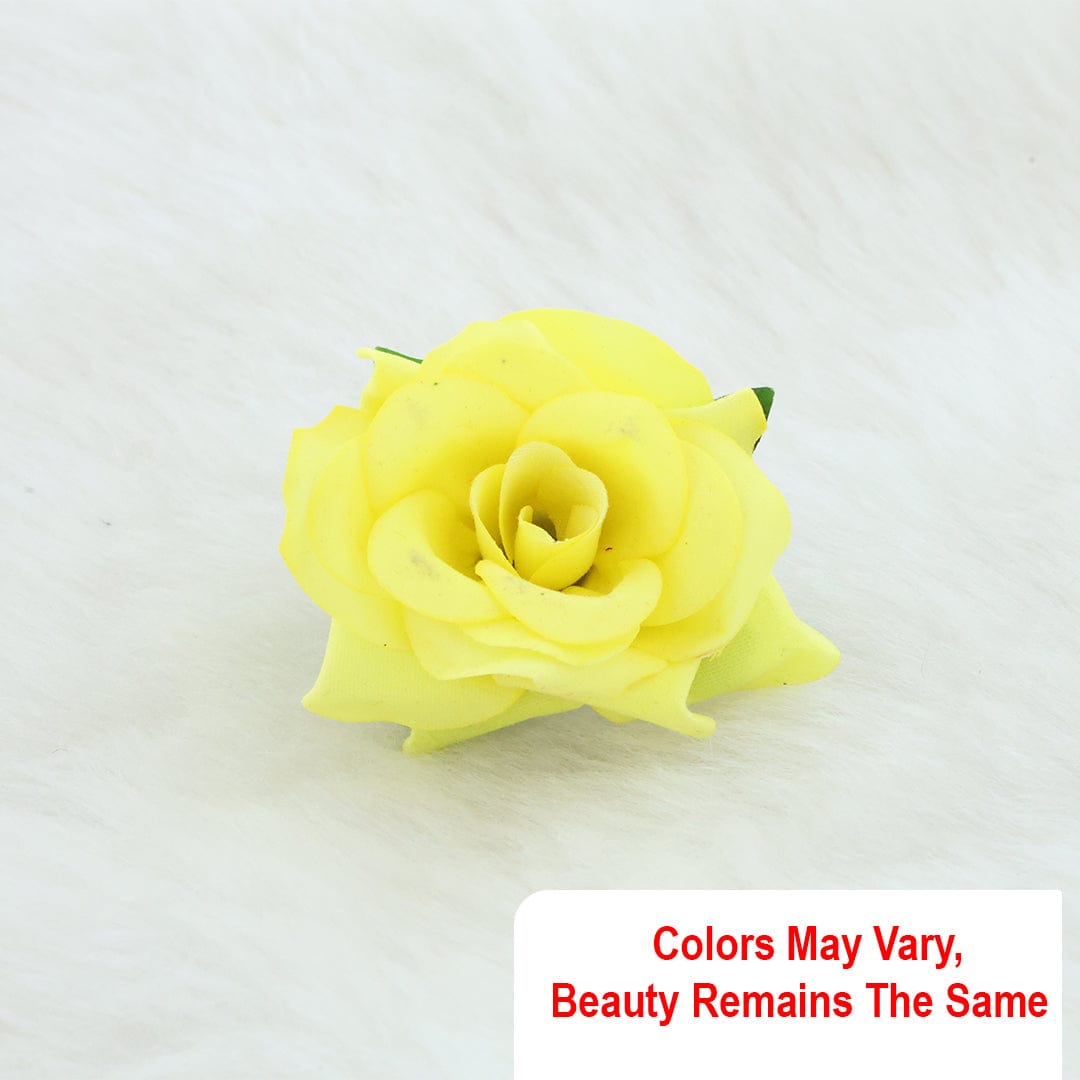 Crafteria Lemon Yellow Velvet Rose Artificial flowers D06