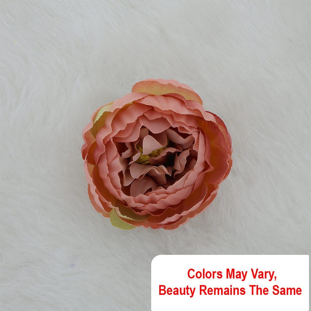 Crafteria Peach With Green & Yellow Lotus-3 Artificial flowers D08