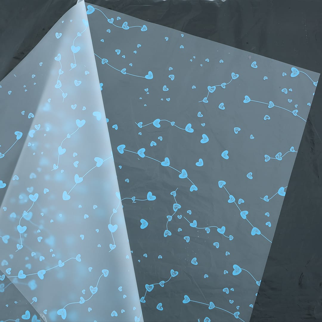 Crafteria Blue Heart Line Bouquet Paper – Waterproof Floral Gift Wrapping for Bouquets & Hampers