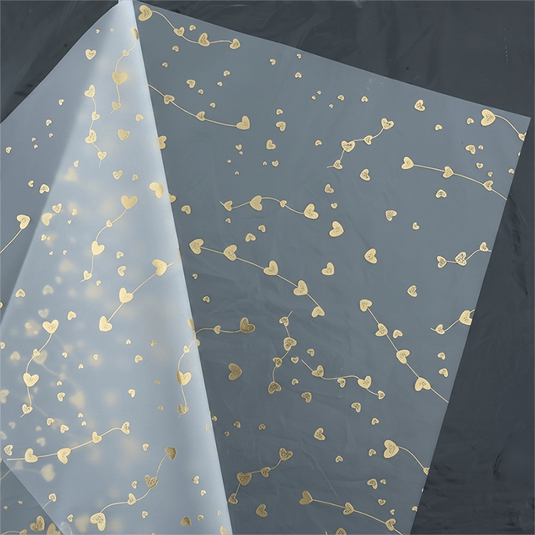 Crafteria Golden Heart Line Bouquet Paper – Waterproof Floral Gift Wrapping for Bouquets & Hampers