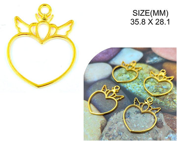 My Store BEZELS GOLD HEART WITH CROWN BEZELS BZ077