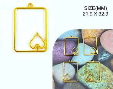 My Store BEZELS GOLD PENDANT FRAME WITH SPADES BEZELS BZ087