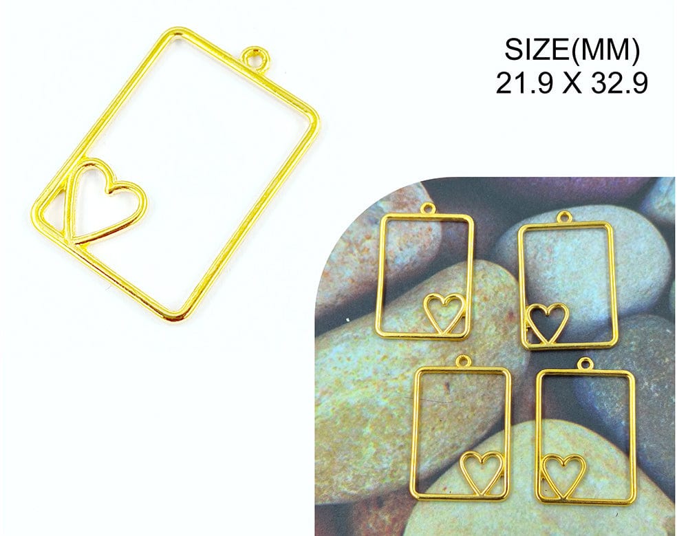 My Store BEZELS GOLD PENDANT FRAME WITH HEART BEZELS BZ088