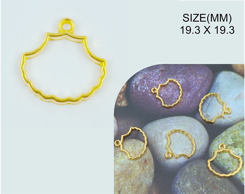 My Store BEZELS GOLD SHELL STONE PENDANT BEZELS BZ101