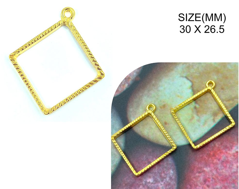 My Store BEZELS GOLD DESIGNER SQUARE PENDANT BEZELS BZ122