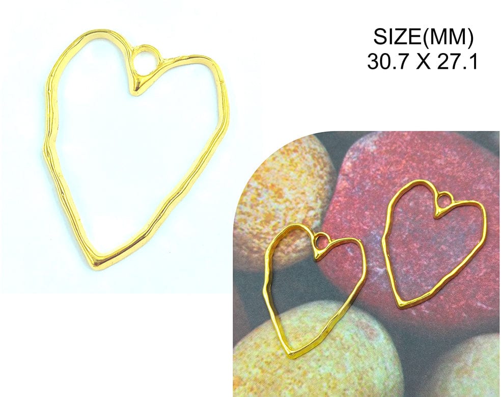 My Store BEZELS GOLD UNEVEN HEART SHAPE PENDANT BEZELS BZ125