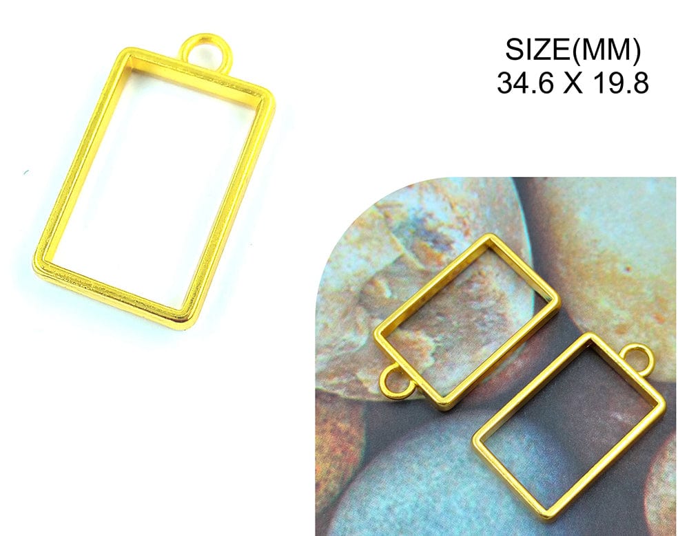 Rectangular Bezel Gold Rectangle Pendant Bezels Bz130