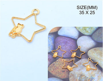 My Store BEZELS GOLD STAR WITH CAT