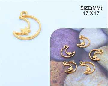 My Store BEZELS GOLD HALF MOON WITH STAR