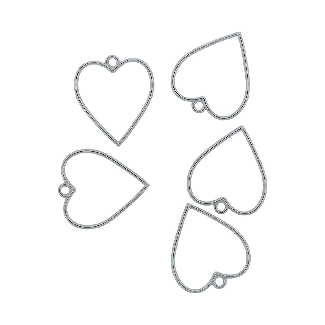 Crafteria Silver 5 In 1 Heart Bezels Set